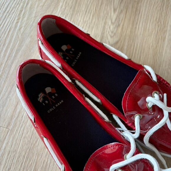 Cole Haan Womens Red Patent Leather Boat Shoes NWOT Size 8 - Picture 2 of 7